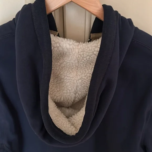 Abercrombie & Fitch Navy Sherpa Lined Hooded Jacket with Zipper XL